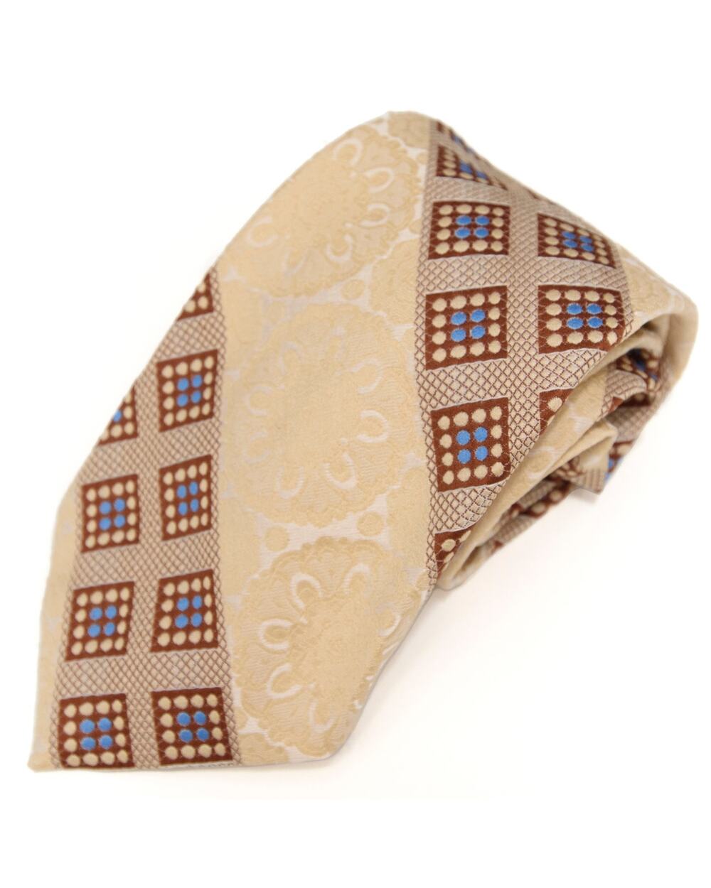 Cesare Larini Vintage Retro Tan 60's 70's Polyester Necktie Neck Tie